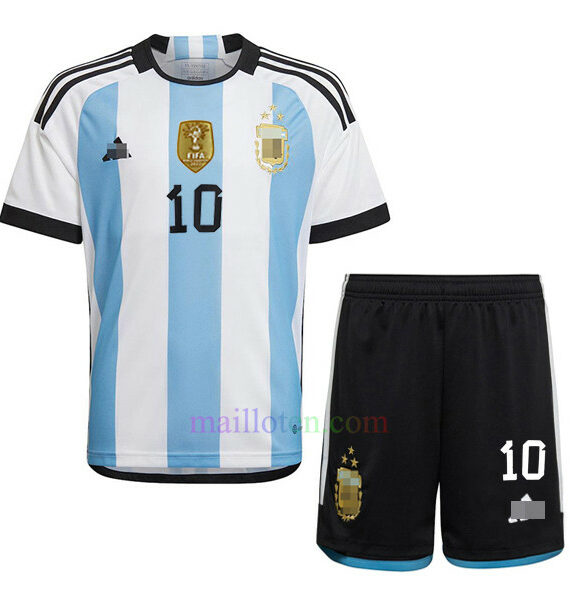 #10 Messi Argentina Three Stars Home Kit Kids 2022